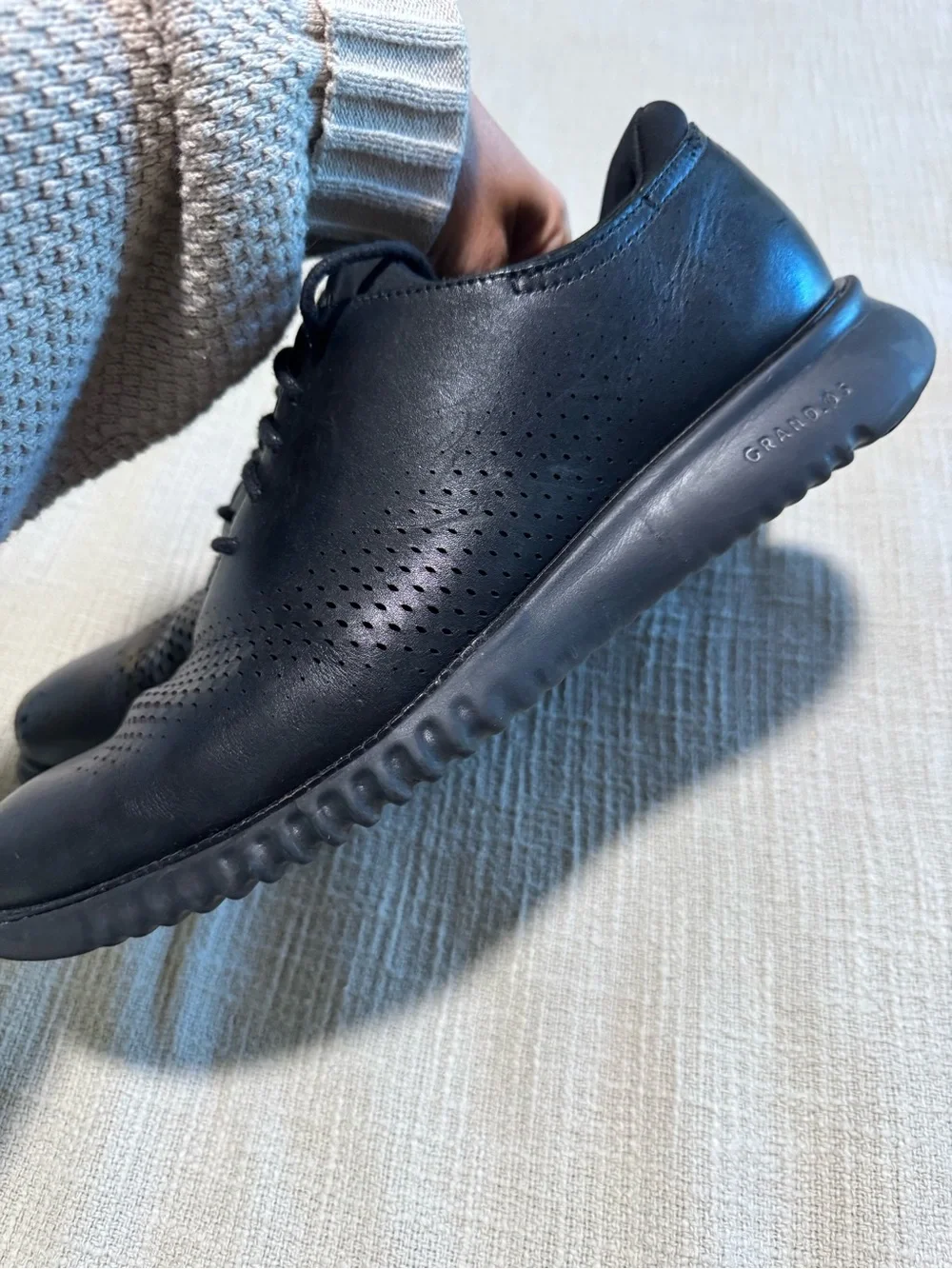 Cole Haan Grand.OS Men’s 10.5M Black Leather Perforated Oxford Shoes